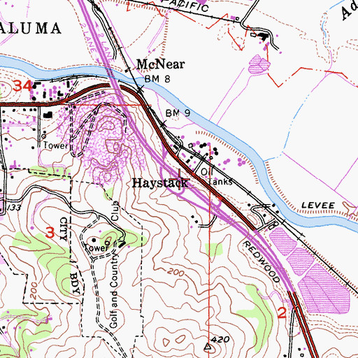 Topographic Map of Haystack, CA
