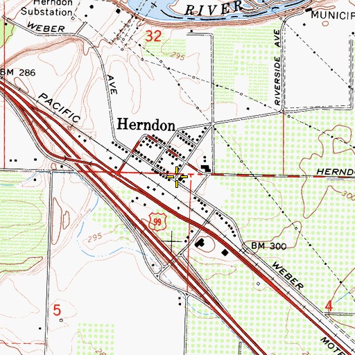 Topographic Map of Herndon, CA