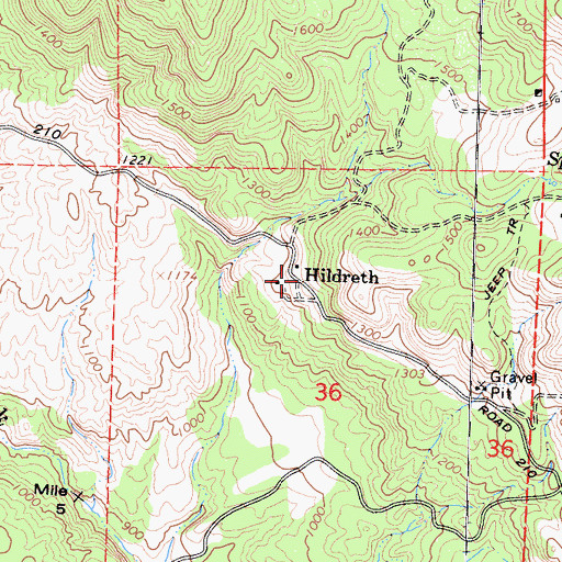 Topographic Map of Hildreth, CA