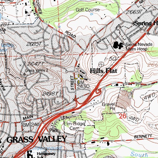 Topographic Map of Hills Flat, CA