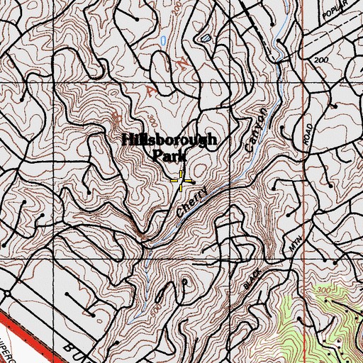 Topographic Map of Hillsborough Park, CA