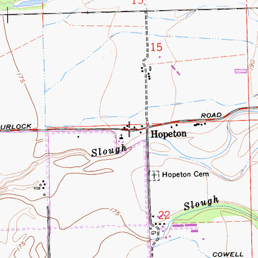 Topographic Map of Hopeton, CA