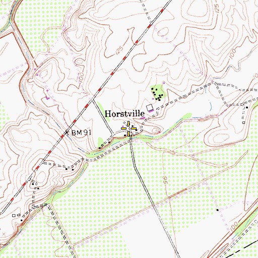 Topographic Map of Horstville, CA
