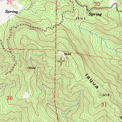 Topographic Map of Iaqua Buttes, CA