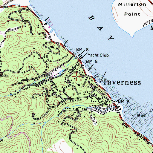 Topographic Map of Inverness, CA