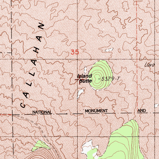 Topographic Map of Island Butte, CA