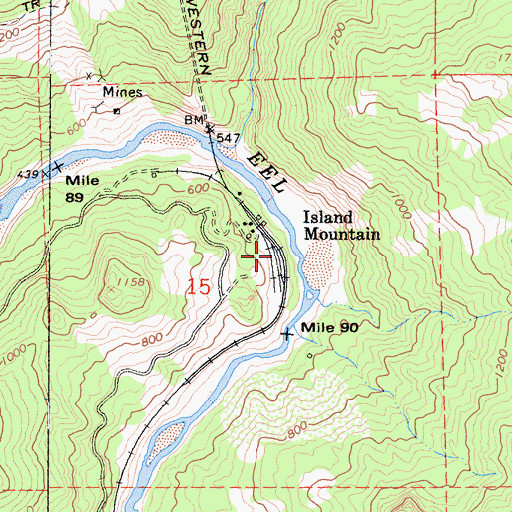 Topographic Map of Island Mountain, CA