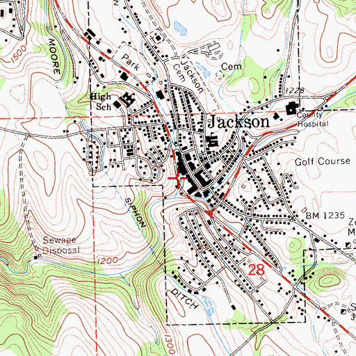 Topographic Map of Jackson, CA