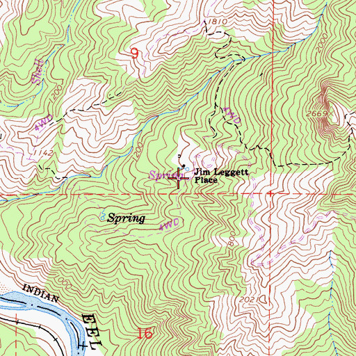Topographic Map of Jim Leggett Place, CA