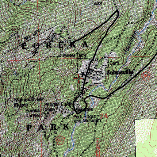 Topographic Map of Johnsville, CA