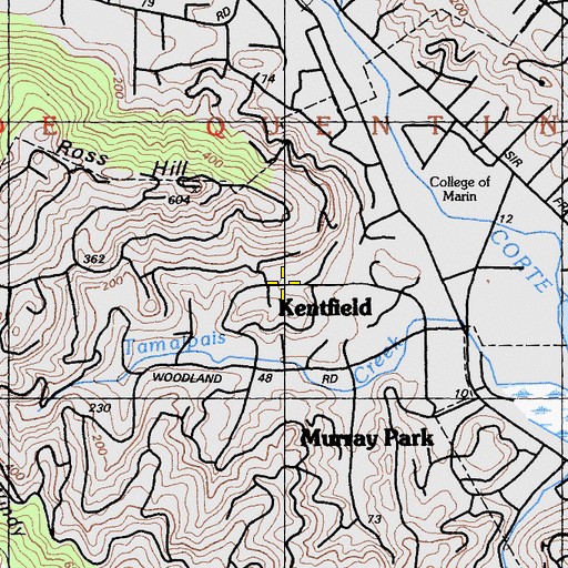 Topographic Map of Kentfield, CA