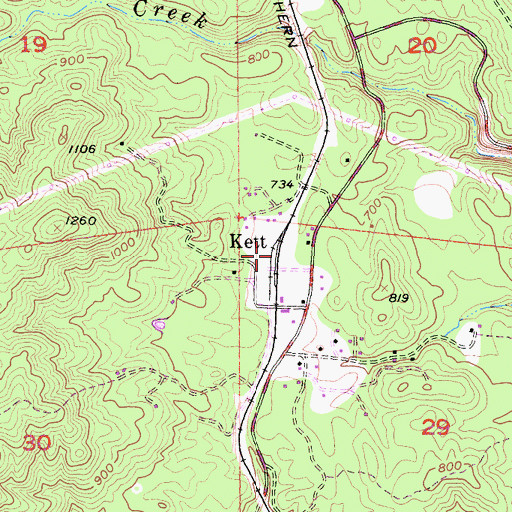 Topographic Map of Kett, CA