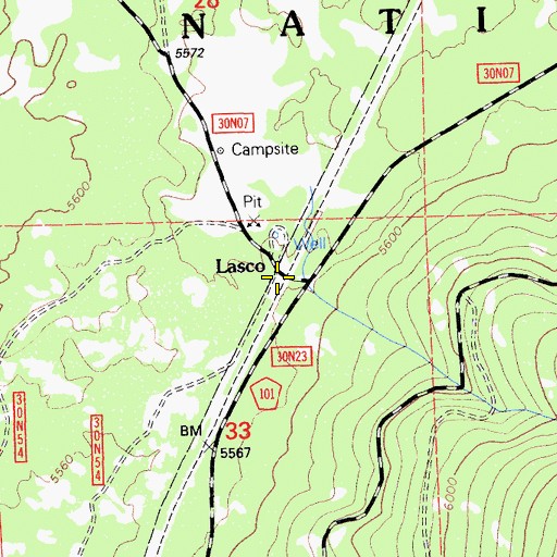 Topographic Map of Lasco, CA