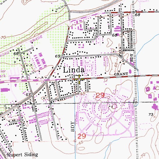 Topographic Map of Linda, CA