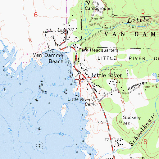 Topographic Map of Little River, CA