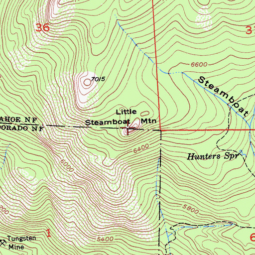 Topographic Map of Little Steamboat Mountain, CA
