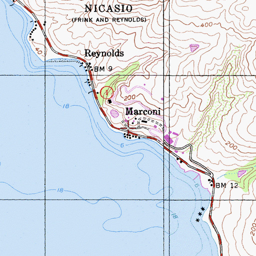 Topographic Map of Marconi, CA