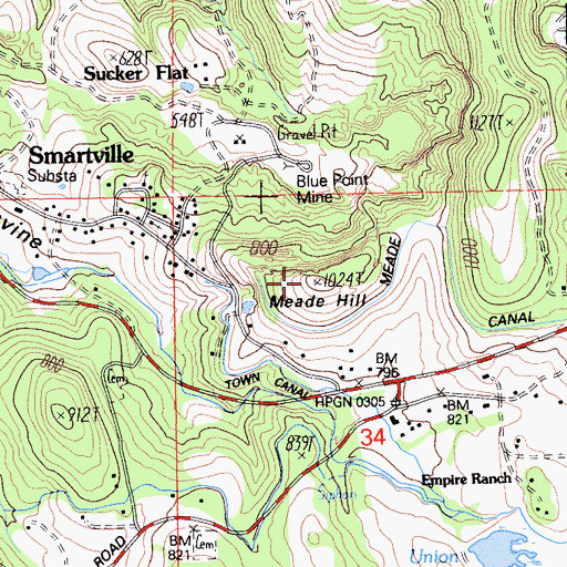 Topographic Map of Meade Hill, CA
