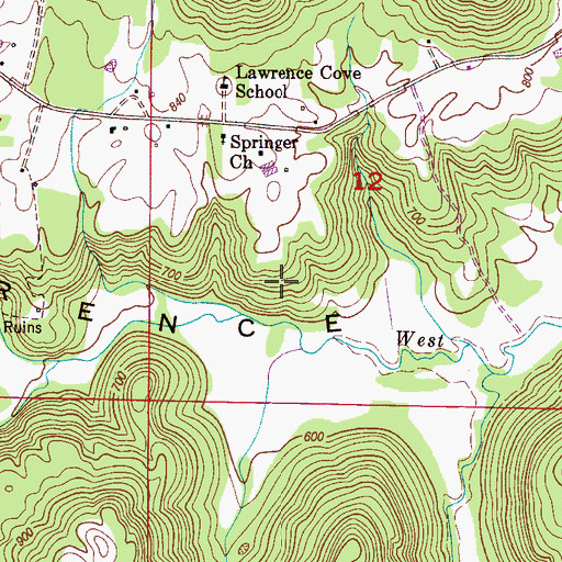 Topographic Map of Eva Division, AL