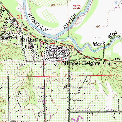 Topographic Map of Mirabel Heights, CA