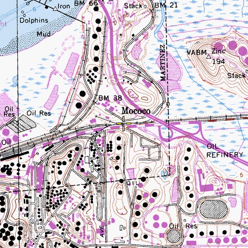 Topographic Map of Mococo, CA