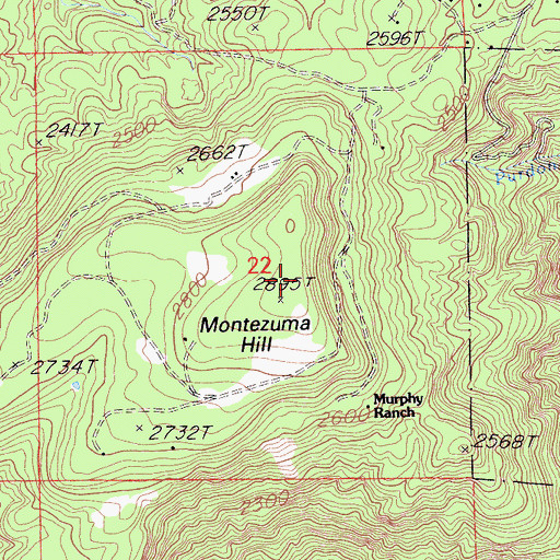 Topographic Map of Montezuma Hill, CA