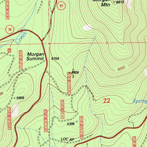 Topographic Map of Morgan Summit, CA