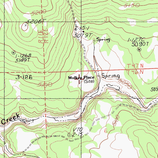 Topographic Map of Mulkey Place, CA