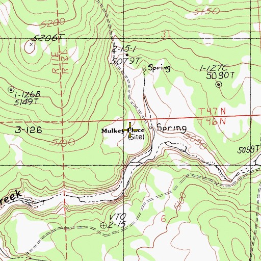 Topographic Map of Mulkey Place, CA