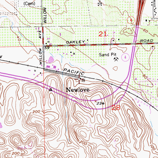 Topographic Map of Newlove, CA