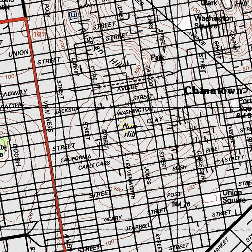 Topographic Map of Nob Hill, CA