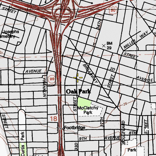 Topographic Map of Oak Park, CA