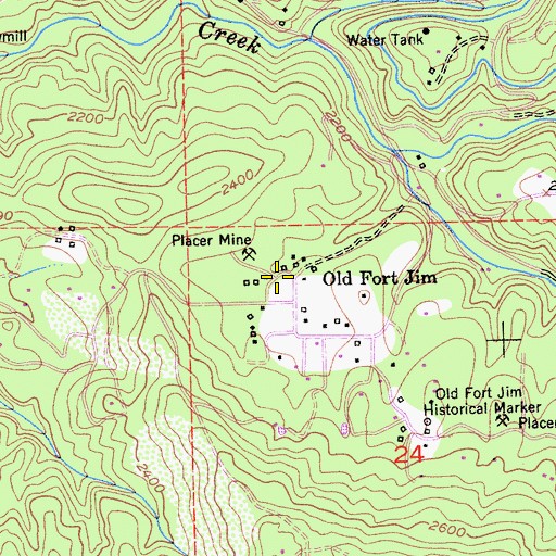 Topographic Map of Old Fort Jim, CA