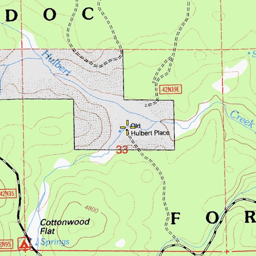 Topographic Map of Old Hulbert Place, CA