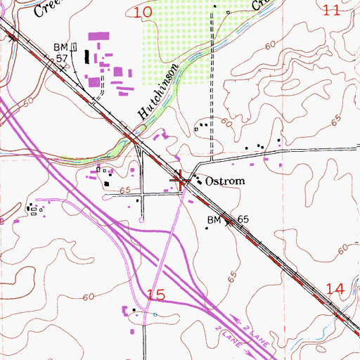 Topographic Map of Ostrom, CA