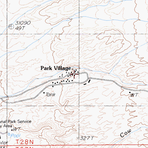 Topographic Map of Park Village, CA