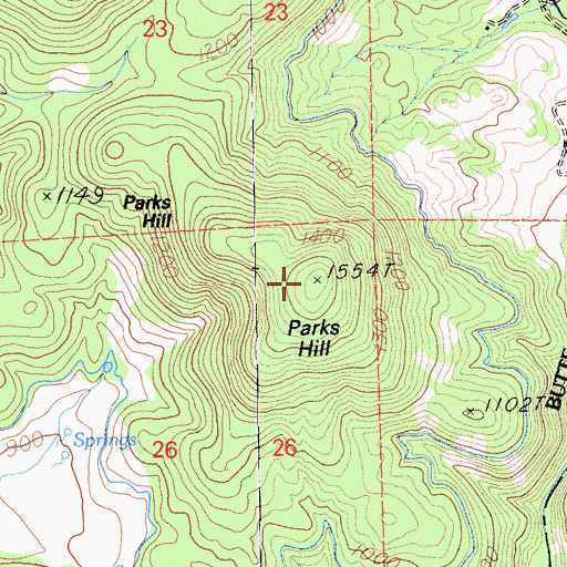 Topographic Map of Parks Hill, CA