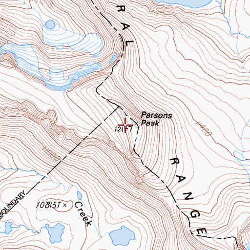 Topographic Map of Parsons Peak, CA