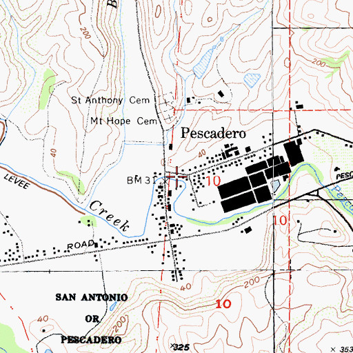 Topographic Map of Pescadero, CA