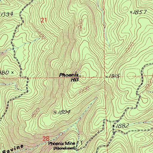Topographic Map of Phoenix Hill, CA