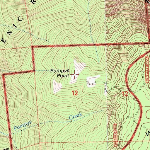 Topographic Map of Pompys Point, CA