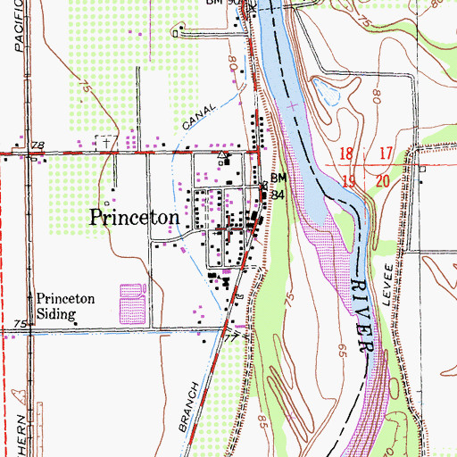 Topographic Map of Princeton, CA