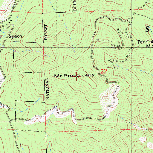 Topographic Map of Mount Provo, CA