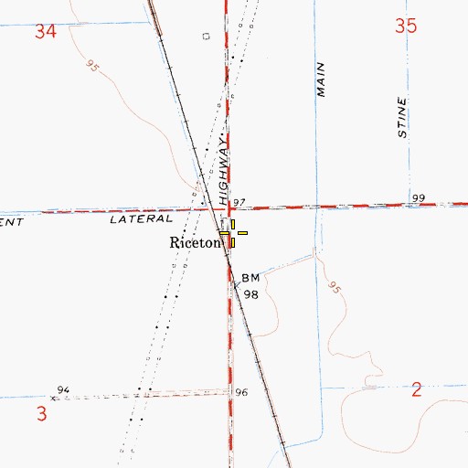 Topographic Map of Riceton, CA