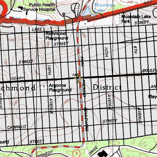 Topographic Map of Richmond District, CA
