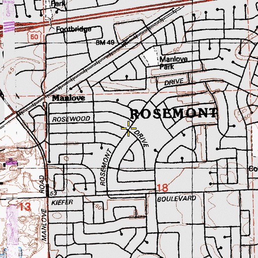 Topographic Map of Rosemont, CA