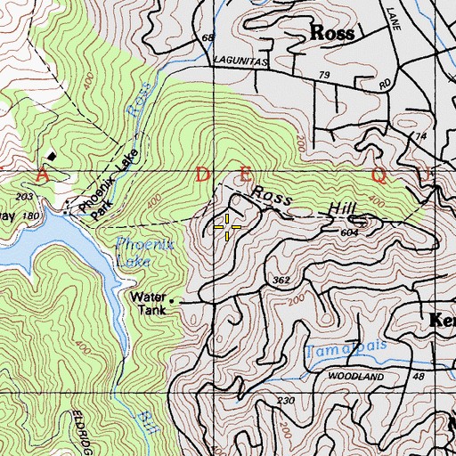 Topographic Map of Ross Hill, CA
