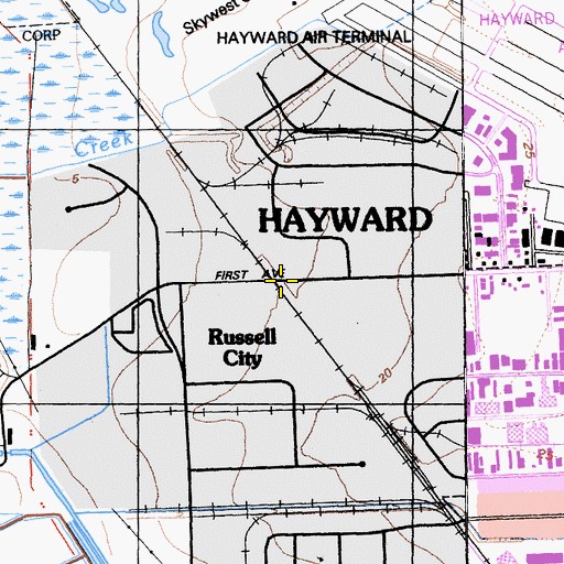 Topographic Map of Russell City, CA