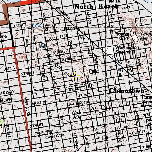 Topographic Map of Russian Hill, CA