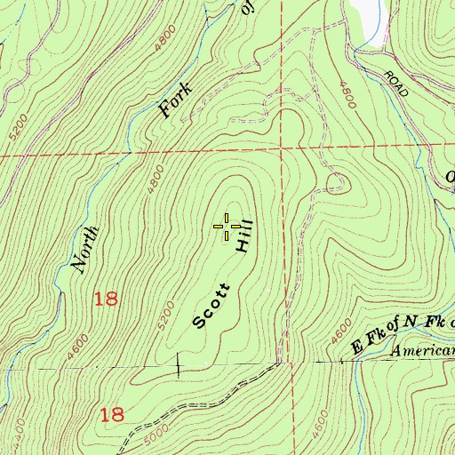 Topographic Map of Scott Hill, CA